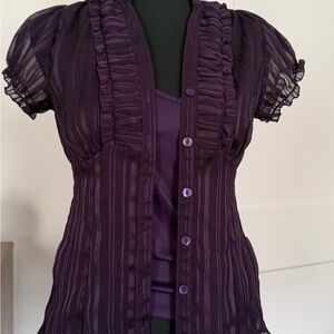 Byer California Deep Purple Ruffled Blouse